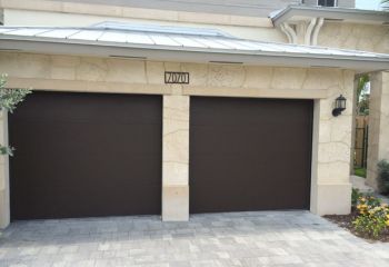 Newly installed double wooden garage door panels at Bloomfield NJ residence