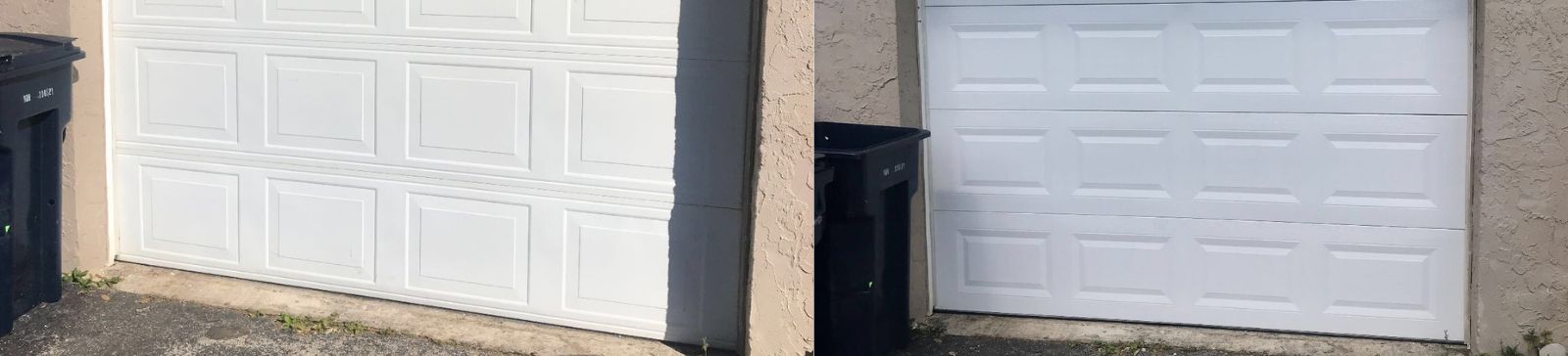 Garage door at Newark NJ home before and after professional painting and makeover