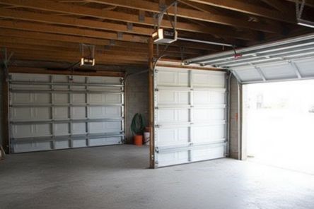 Garage door repair service in Bloomfield NJ showing door reinstallation and track adjustment